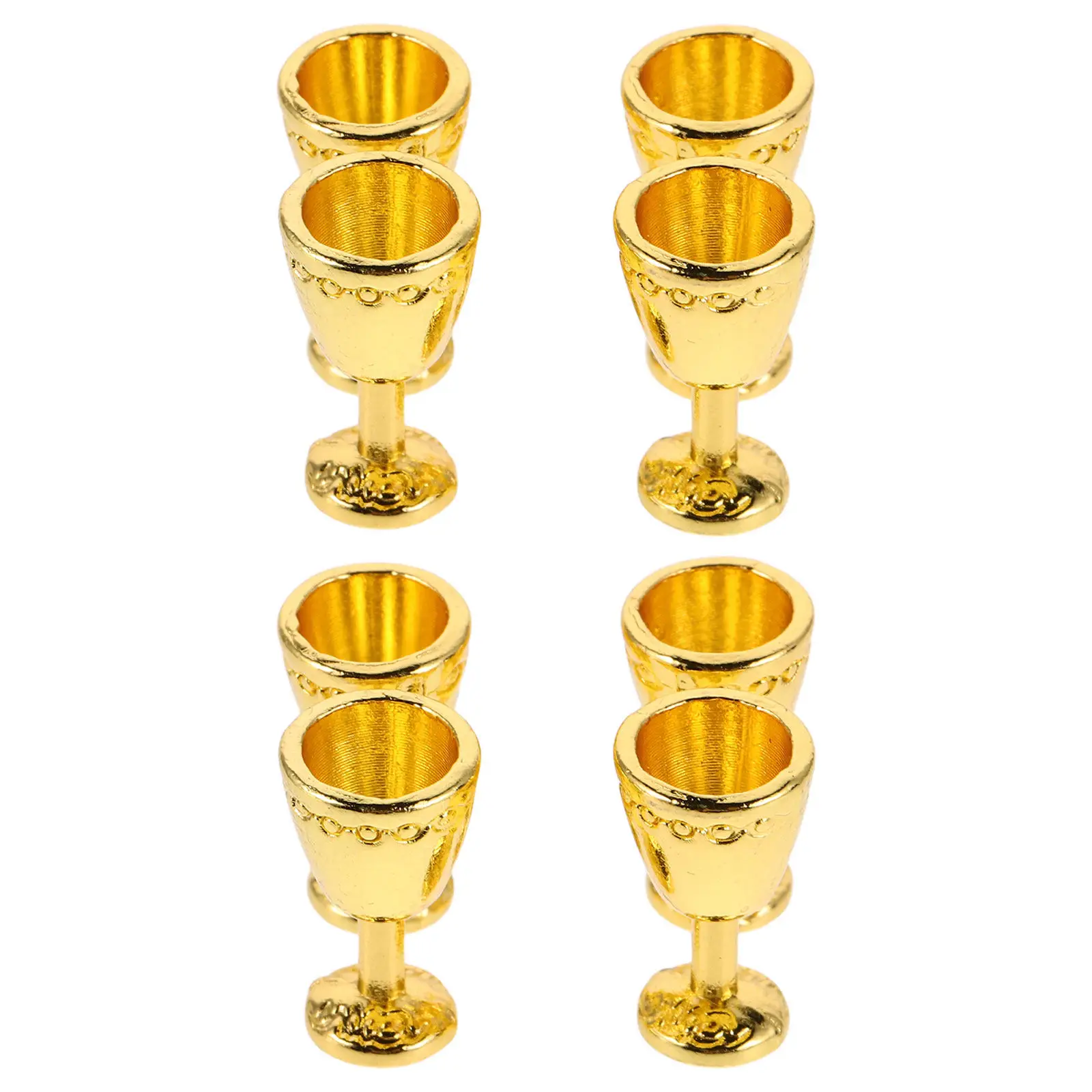

8Pcs Miniature Wine Goblet Vintage Alloy Embossed Mini Cups Mini Accessories for Dollhouse Kitchen Decorations Party Supplies