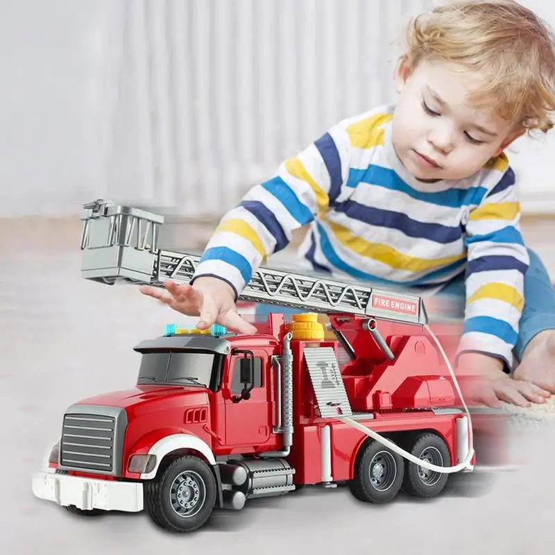 Kids Fire Truck 1:12 Fire Rescue Vehicle With Water Launcher Lights And Sounds Educational Car Toys Hand Eye Coordination