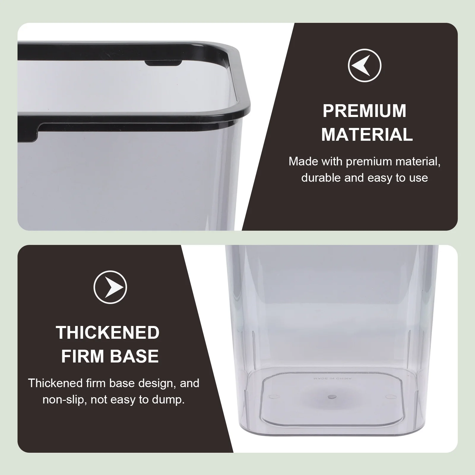 

Transparent Square Trash Can Thickened Non-Slip Plastic Garbage Bin Modern Design Long-Lasting Waste Paper Basket For
