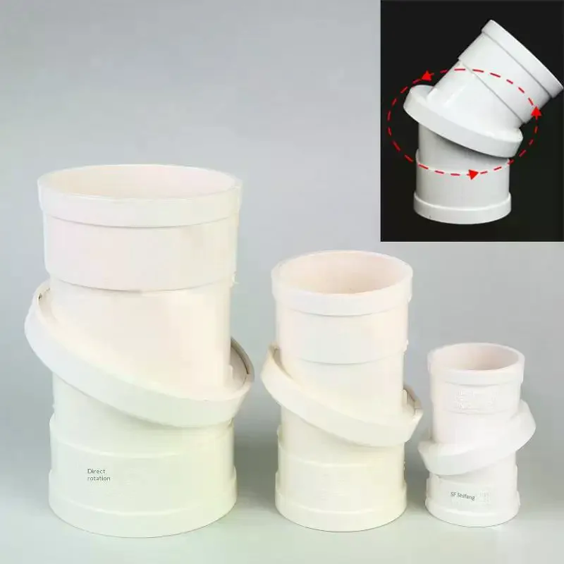 

Внутренний диаметр 50/75/110 мм 360 ° Поворот на 0-45 градусов ° Универсальный поворотный соединитель для дренажных труб из ПВХ с регулировкой, прямой угловой фитинг