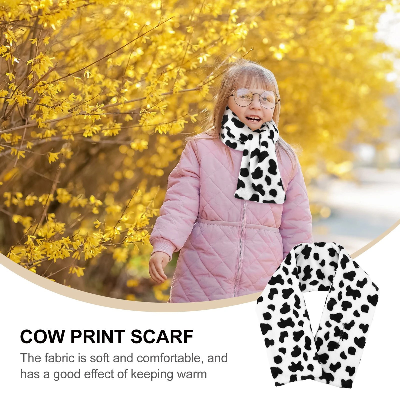 

Cotton Women Scarf Soft Cow Prints Thickening Winter Shawl Fashionable Cow Prints Scarf Date Party Work