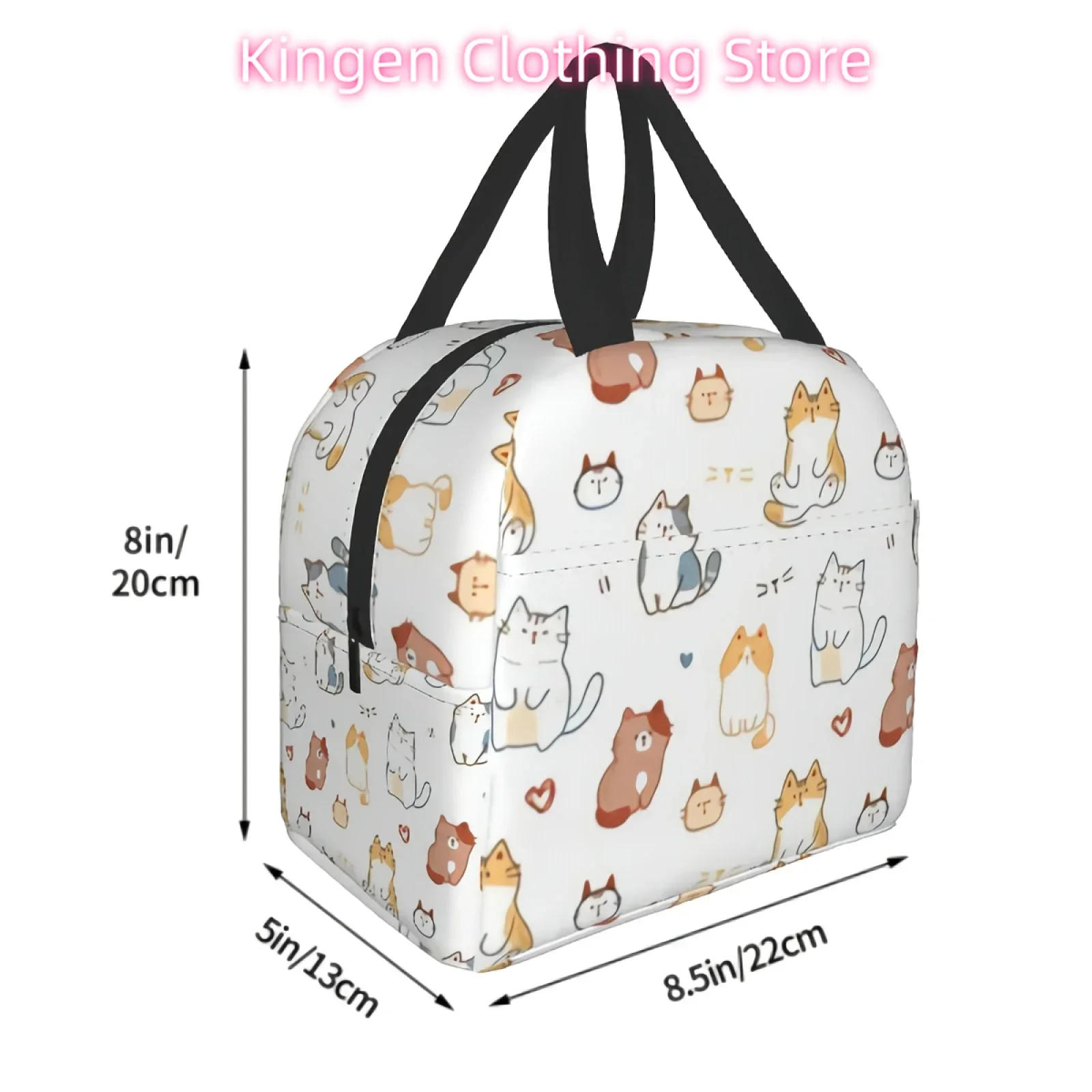 Reusable Portable Picnic Travel Bento Bag Cute Pets Thermal Tote