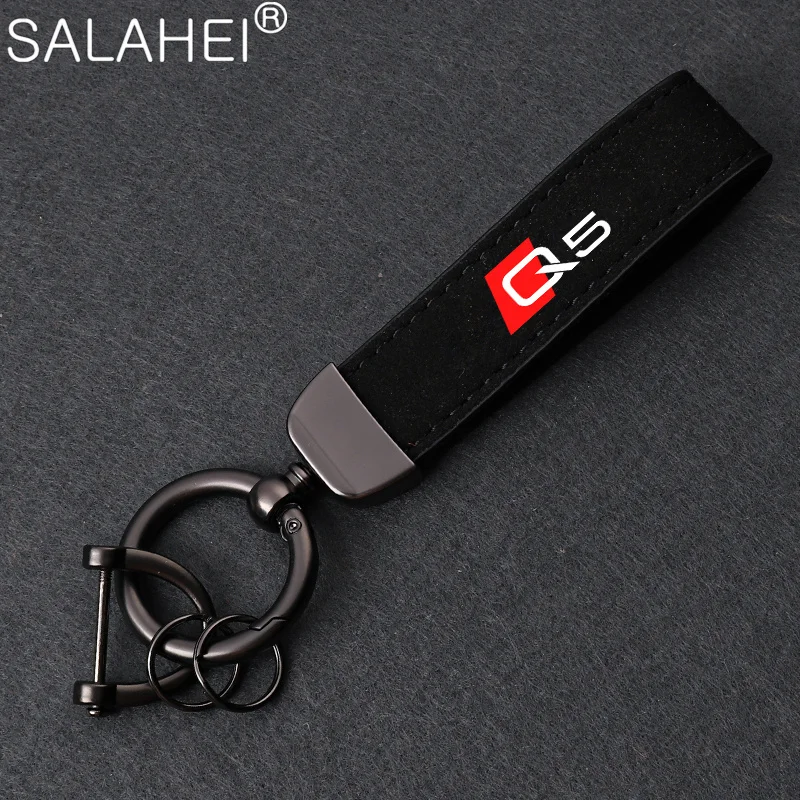 

With Car Logo Key Accessories Man Suede Keychain Keyring For Q5 Q2 A1 A7 A3 A4 A6 A5 Q7 Q4 TT SQ5 RSQ3 RSQ8 S3 S4 RS5 RS6