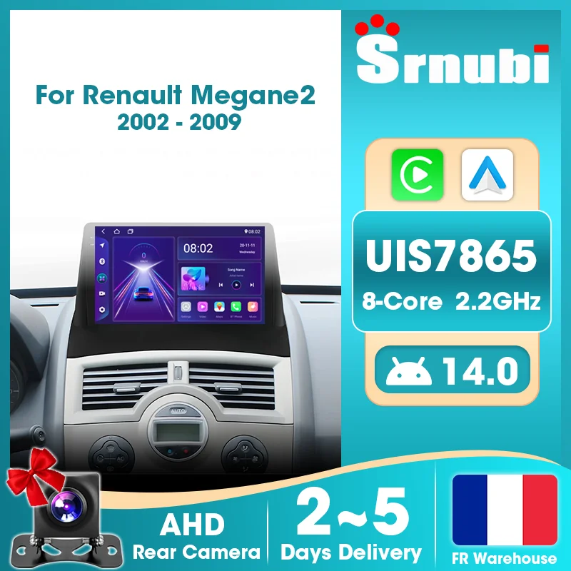 Srnubi DSP Audio Car Radio GPS Navigation Multimedia for Renault Megane2 2002-2009 Carplay Android Auto 2 Din Head Unit 4G Bluetooth 5.4 With Framework Accessories
