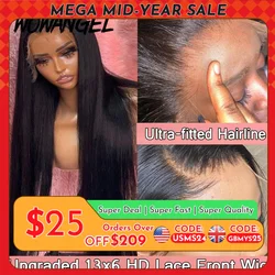 34 zoll Echt HD Spitze Vorne Perücke Pre Gezupft Gerade Perücken 13x6 HD Transparent Spitze Frontal Menschliches Haar perücke Brasilianische Haar Für Frau