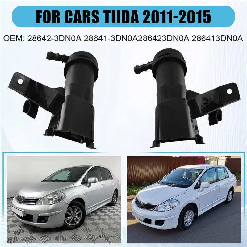 AEF3-1Pair Car Front Headlight Washer Nozzle Jet 28642-3DN0A 28641-3DN0A For Nissan Tiida 2011-2015 Headlamp Sprayer Jet
