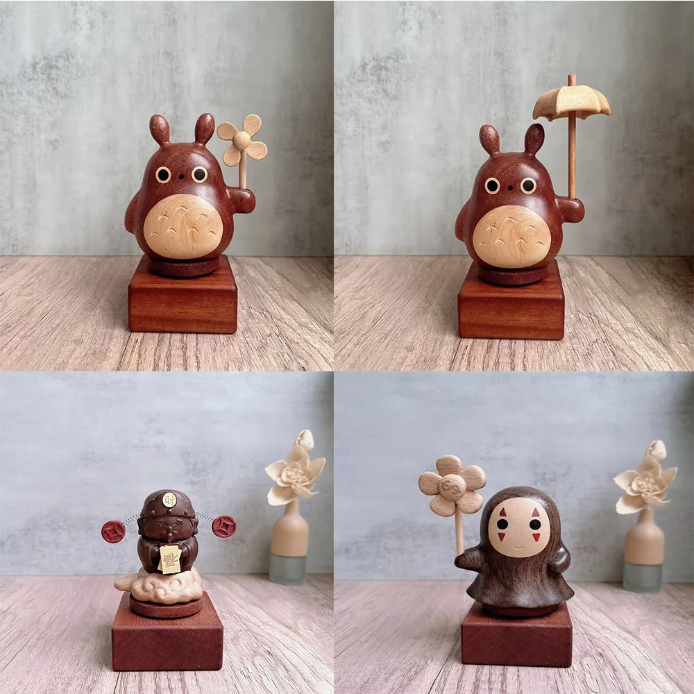 

Ebony wood small base music box solid wood cat ornament umbrella big dragon cat music box DIY ornament base desktop