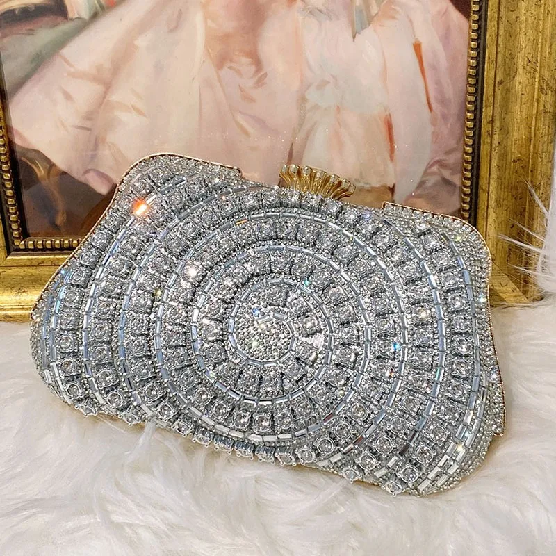 

Сумка-коробка с гофрированными бриллиантами, инкрустированная бриллиантами, обеденная сумка, клатч, элитная сумочка, вечерняя сумка.