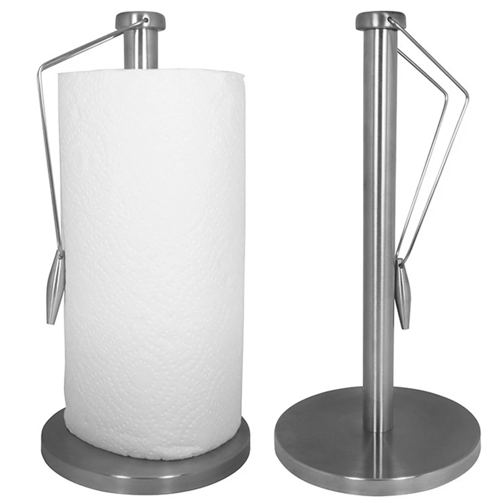 

Stainless Steel Paper Holder Upright Towel St Countertop Tissue Rack Kitchen Bathroom Storage Easy Clean Practical