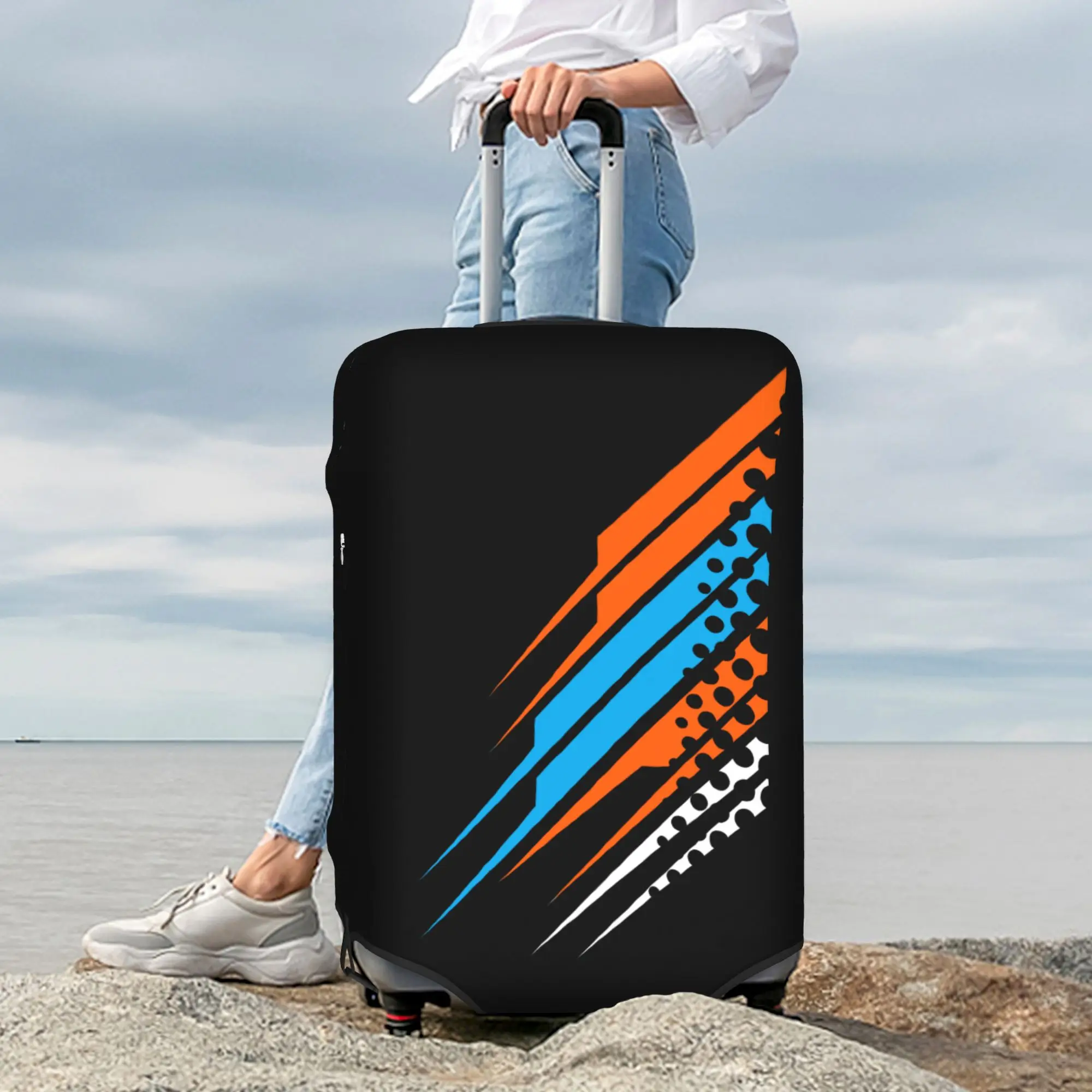 Custom Ready To Race Luggage Cover Elastic Motorcycle Rider Racing Sport Travel Suitcase Protective Covers Fits 18-32 Inch