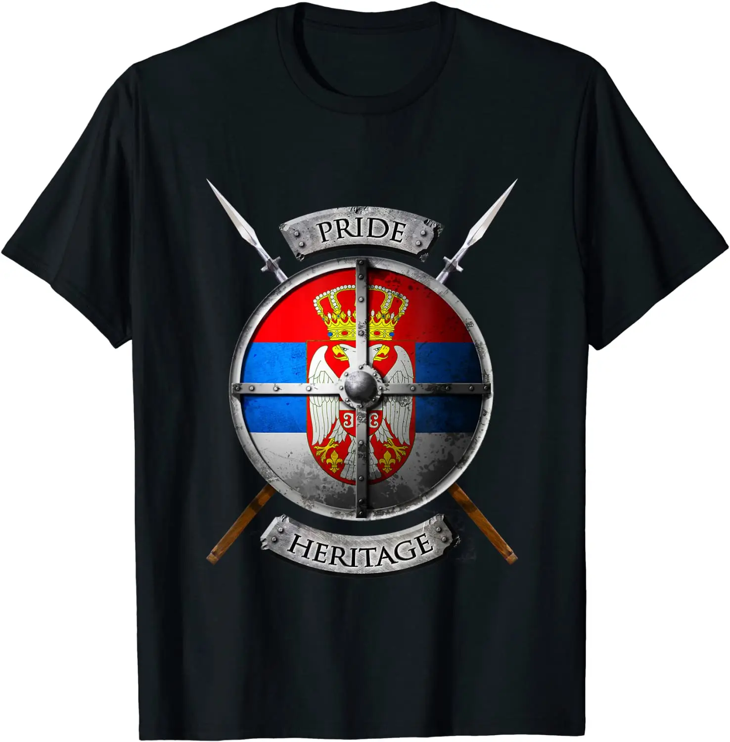 

Serbian Flag Shield Serbia Pride Heritage T Shirt. High Quality Cotton, Large Sizes, Breathable Top, Loose Casual T-shirt S-3XL