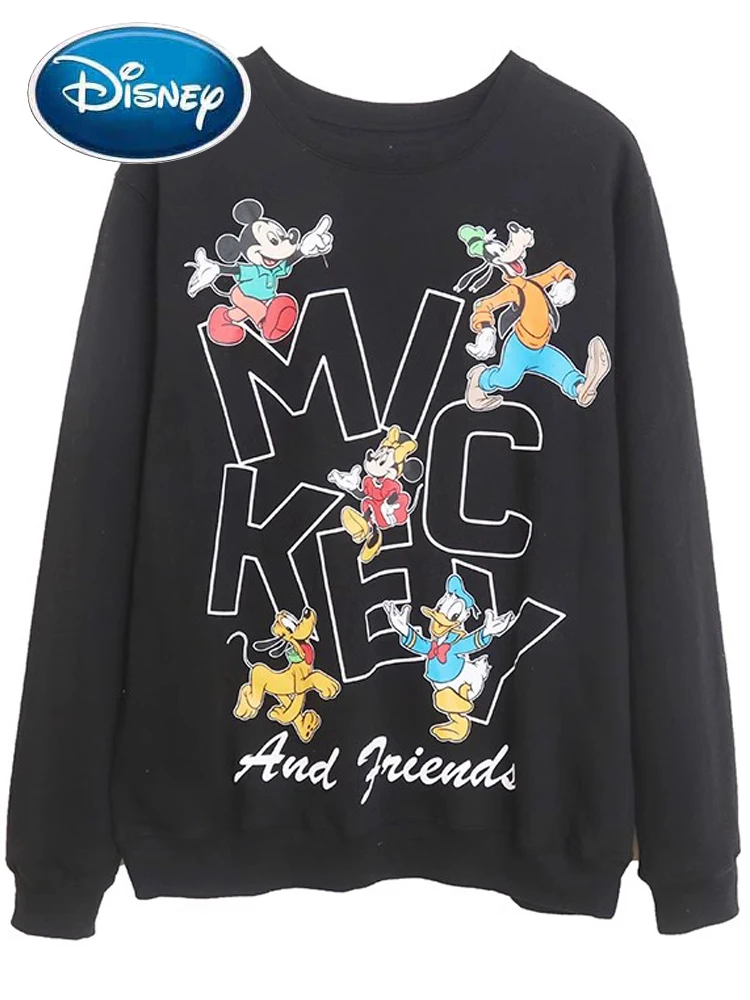 

Disney Sweatshirt Family Mickey Mouse Donald Duck Goofy Letter Print Women Long Sleeve O-Neck Pullover Fleece Jumper Tee Tops