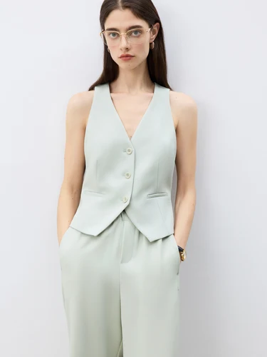 Imagen 2 del producto ZIQIAO traje de talla pequeña chaleco pantalones casuales traje de moda mujer 2025 traje de primavera nuevos pantalones de oficina para mujer 25ZQ91055 + 25ZQ91087