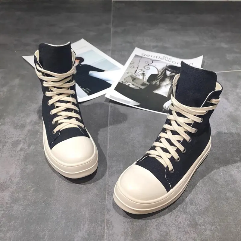 Owens sneakers for women designer short boots black zipper high top canvas shoes casual platform sneakers for men