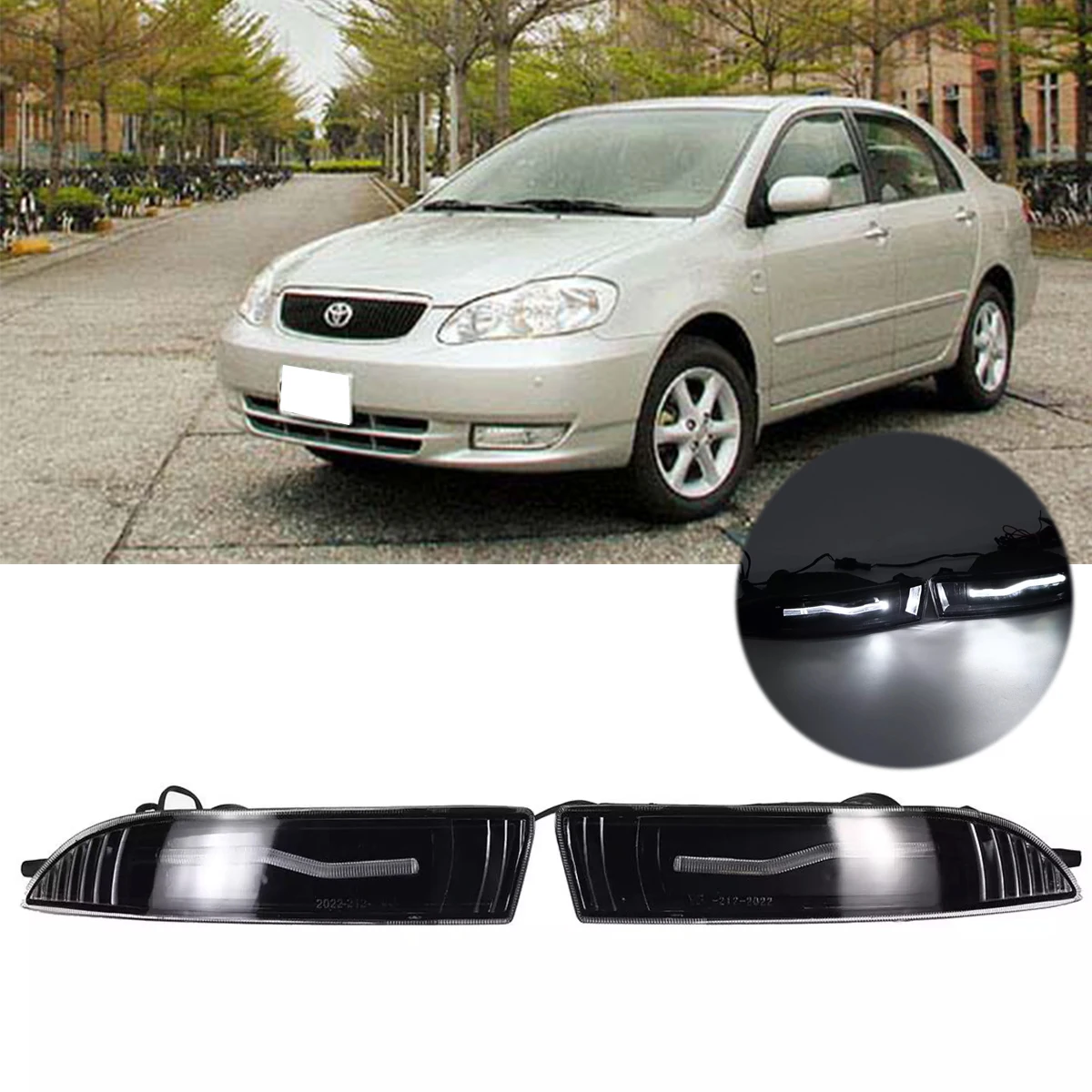 2pcs  White Auto LED Front Fog Light Lamp Replacement Fit For Toyota Corolla Altis 2001 2002 2003 Car Accessories