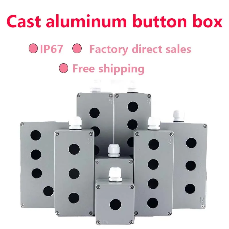 

Metal cast aluminum waterproof button switch control box opening 22mm emergency stop switch button box aluminum alloy 1234 hole