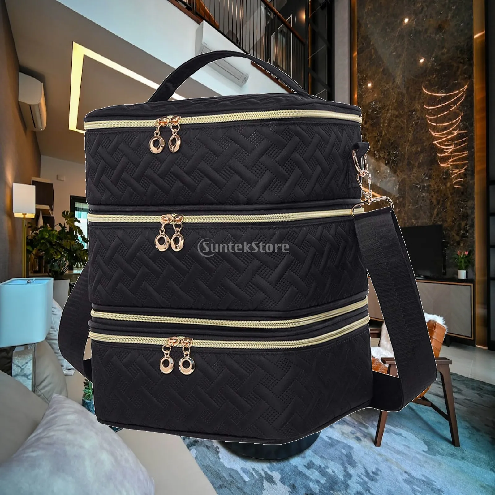 Three Layer Nail Polish Storage Bag Large Capacity Nail Organizer Case with Zipper for Manicure Tools Home or Travel