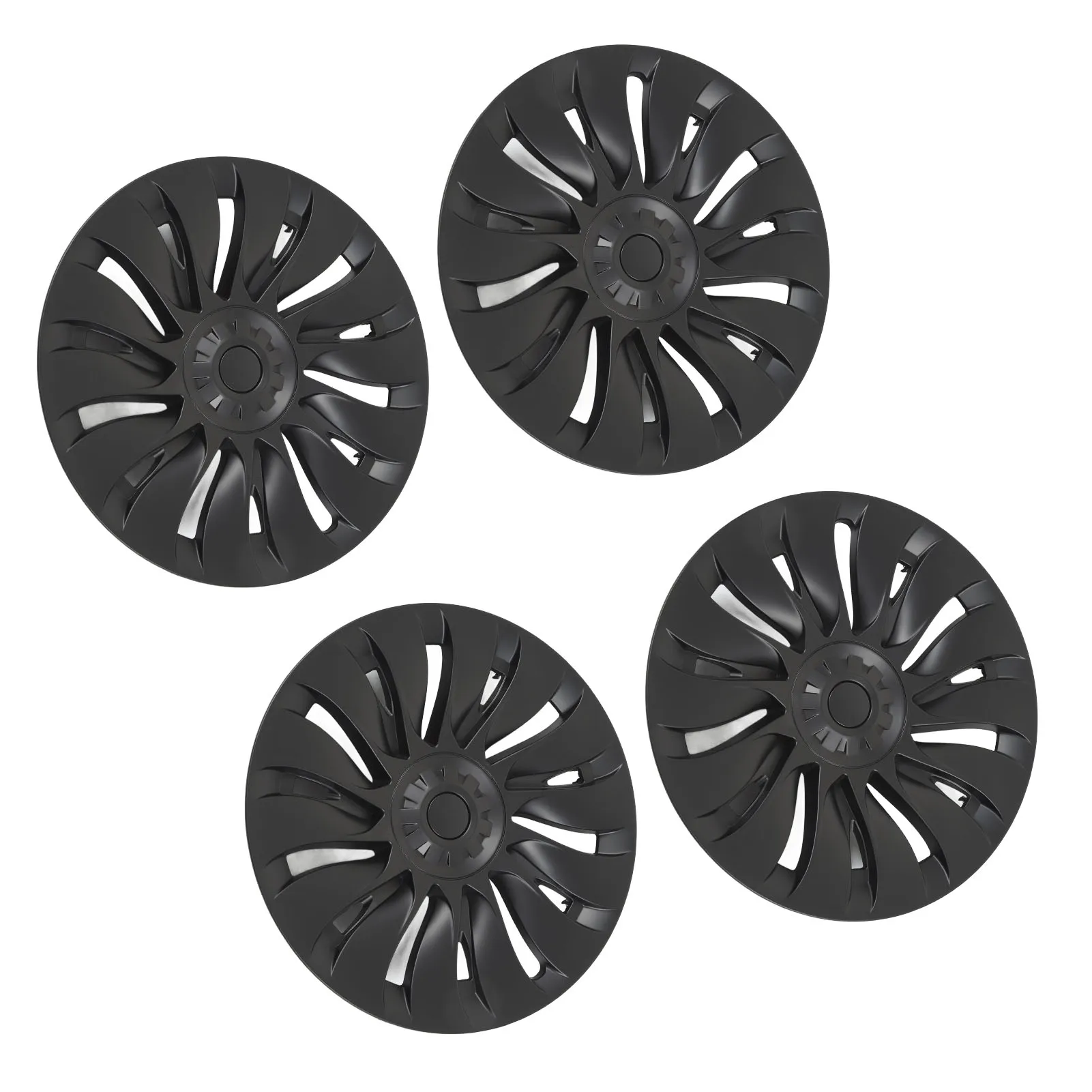 4 Pcs 19 Inch Wheel Hub Cap Matte Black Automobile Wheel Hub Fully Wrap Rim Protector Replacement for Tesla Model Y 2020 to 2023