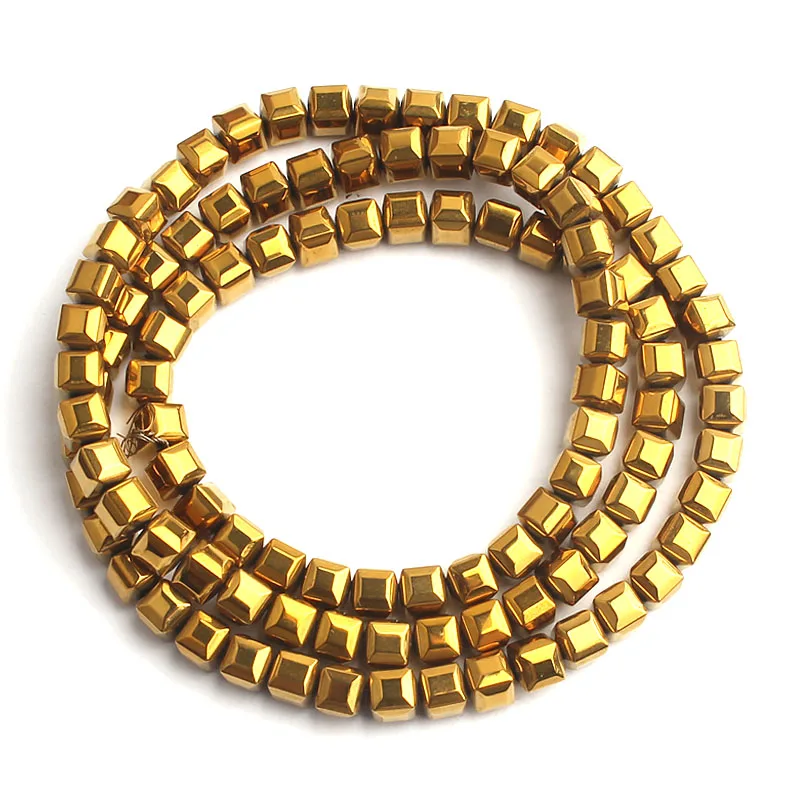 Coated Square Gold Plated Hematite Beads Natural Stone Spacer Beads For Jewelry Making 15inch 3/4/6mm Spacer Beads Diy Bracelet image 4