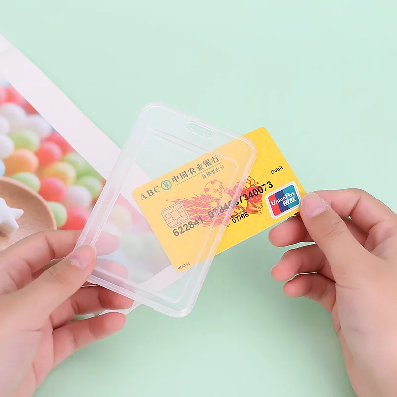 10Pcs Card Cover ID Card Holder With Silicone Rope Professionals Employee Access Control Card Holder ID Badge Lanyard Holder