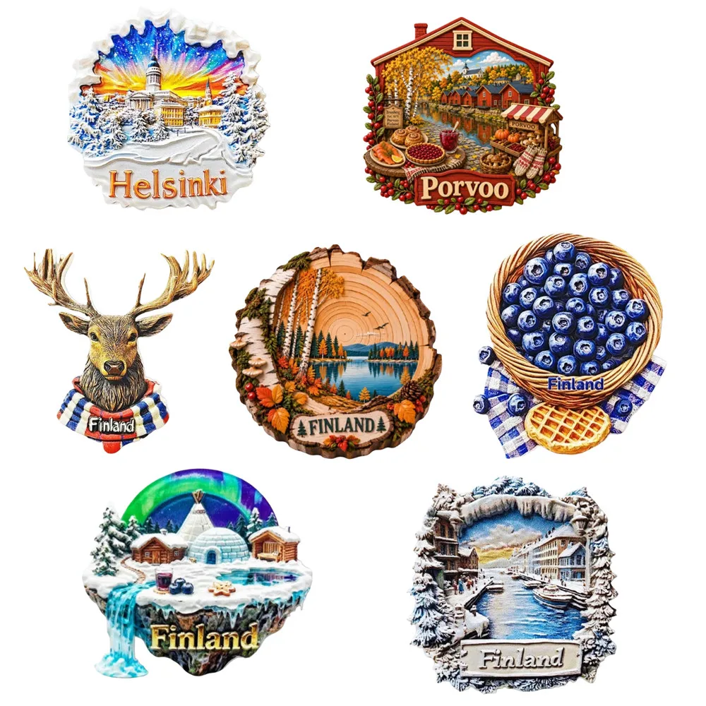 Europe Finland 3D Fridge Magnets Tourism Souvenir Refrigerator Magnets Sticker