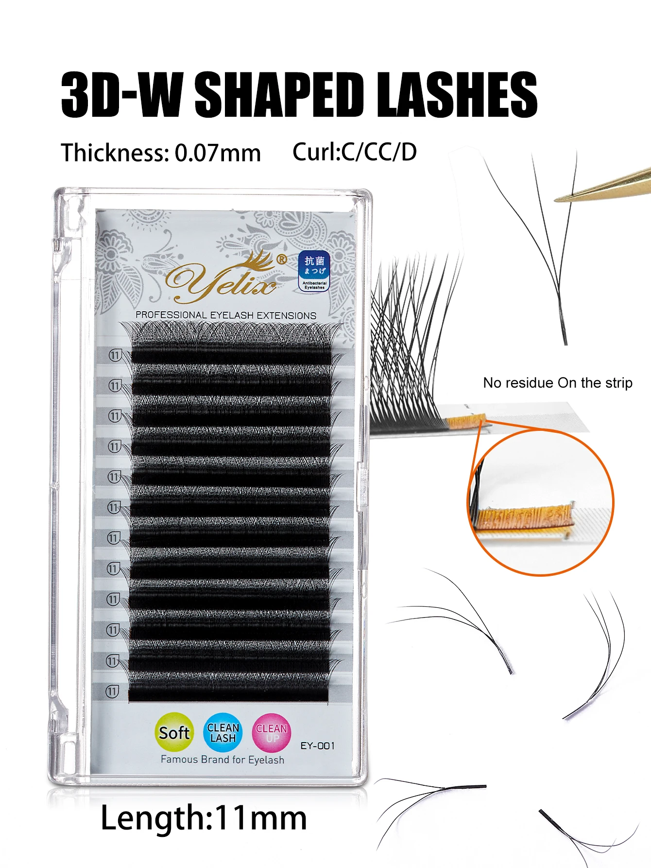 Yelix W Shape Lashes Soft Clover 3D Mink Lashes Cilios W Eyelash Extension Supplies Fake Eyelashes 1 Real Frete Gratis Natural