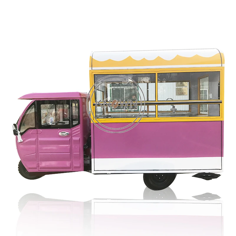 عربة ثلاثية العجلات للطعام الكهربائية الرخيصة، مقطورات طعام مخصصة، مجهزة بالكامل، دراجة ثلاثية العجلات للبيتزا هوت دوج