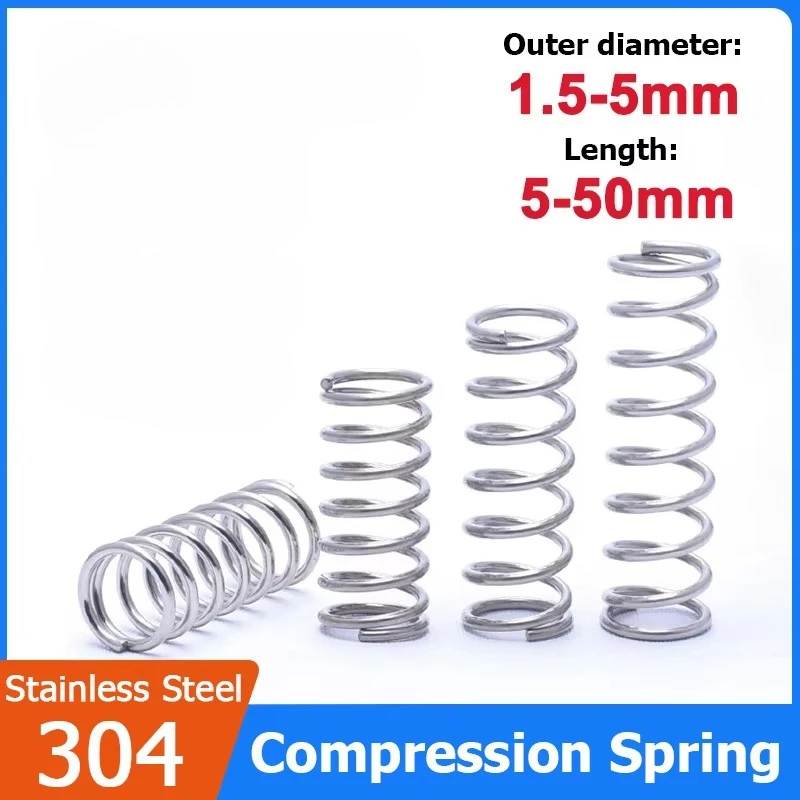 10Pcs 304 Stainless Steel Y-type Compression Spring, Wire Dia 0.2-0.5mm, OD1.5~5mm Length5-50mm, Y Shaped Spring Steel
