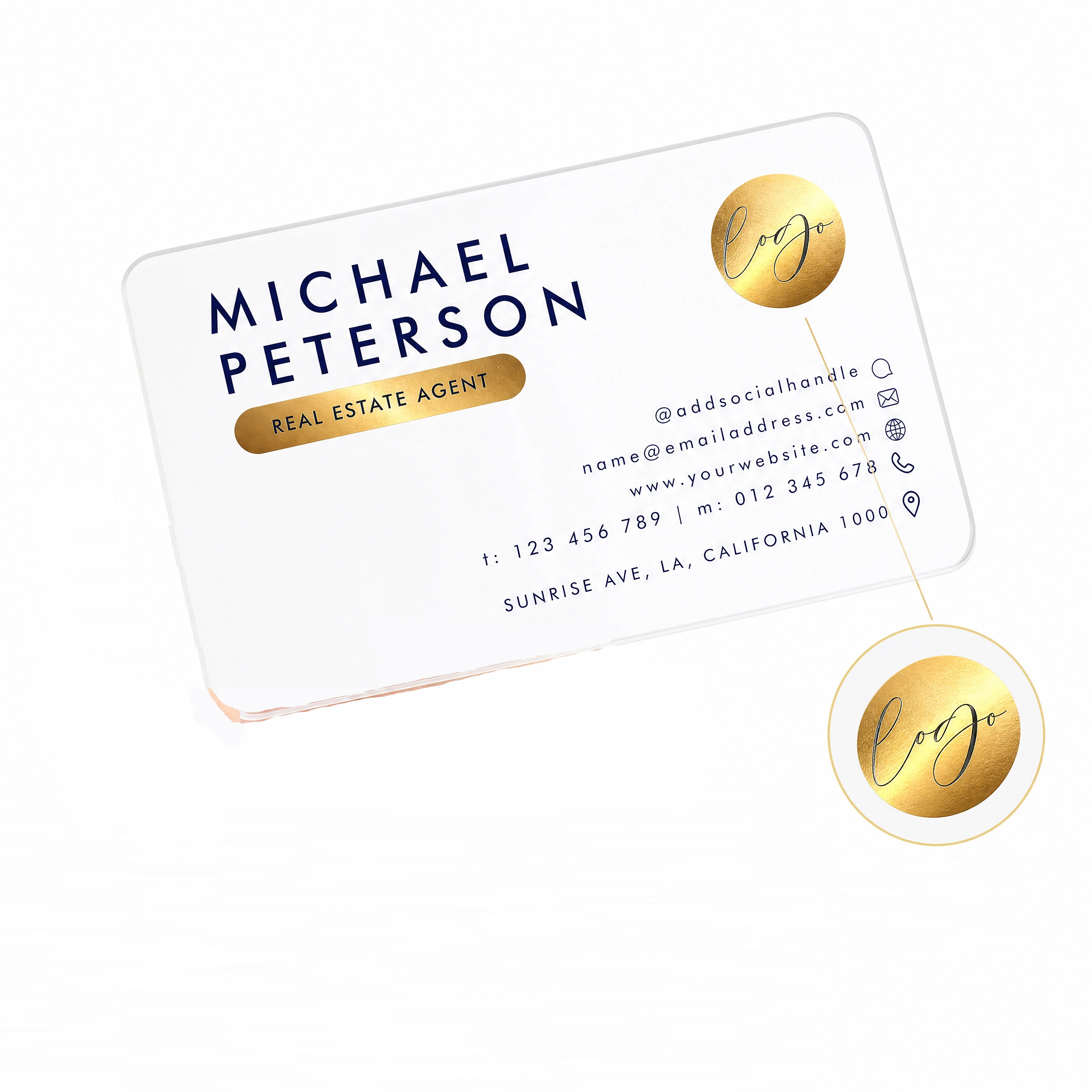 Custom Frosty Clear Transparent Plastic Business Cards Gold Foil Silver Stylish Visit Card Printing PVC Design for FREE LOGO
