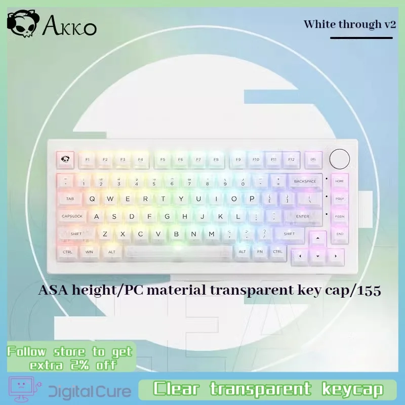 Clear Transparent Keycap 155 Keys Ice Sensation Asa Highly Customized Complete Set Of White Transparent Bone Free Positions