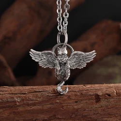 Gothic Trendy Creative Wolf Wing Animal Pendant Necklace Men's Hip Hop Punk Accessories Gift