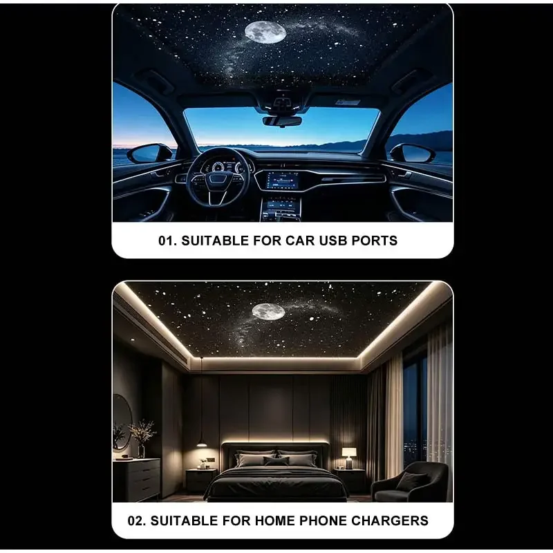TINSOL USB Starry Sky Projector, Car Ambient Light, Adjustable Galaxy Night Light, Suitable for Cars, Home, Bedroom Night Light