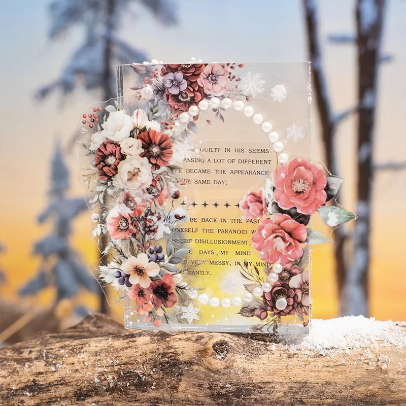 1Roll/2Roll Winter PET Die-Cut Washi Tape Winter Flower Sea Series 6 Designs Basic Scrapbook Base Layer Materials Diary Album
