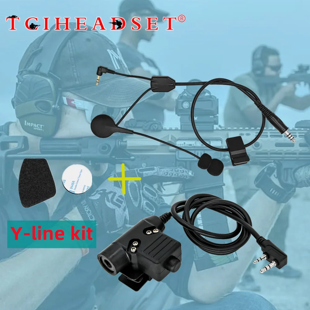 Microphone U94 PTT Y Line Kit for Howard Leight Impact /ZOHAN EM054 /SORDIN IPSC Tactical Noise Shooting Headphone Accessorie