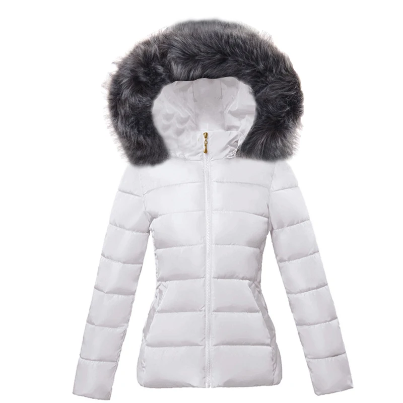 Fashion Black Women\'s Winter Jacket Big Fur Hooded Thick Down Parkas Female Short Jacket Warm Winter Coat for Woman 2023 New