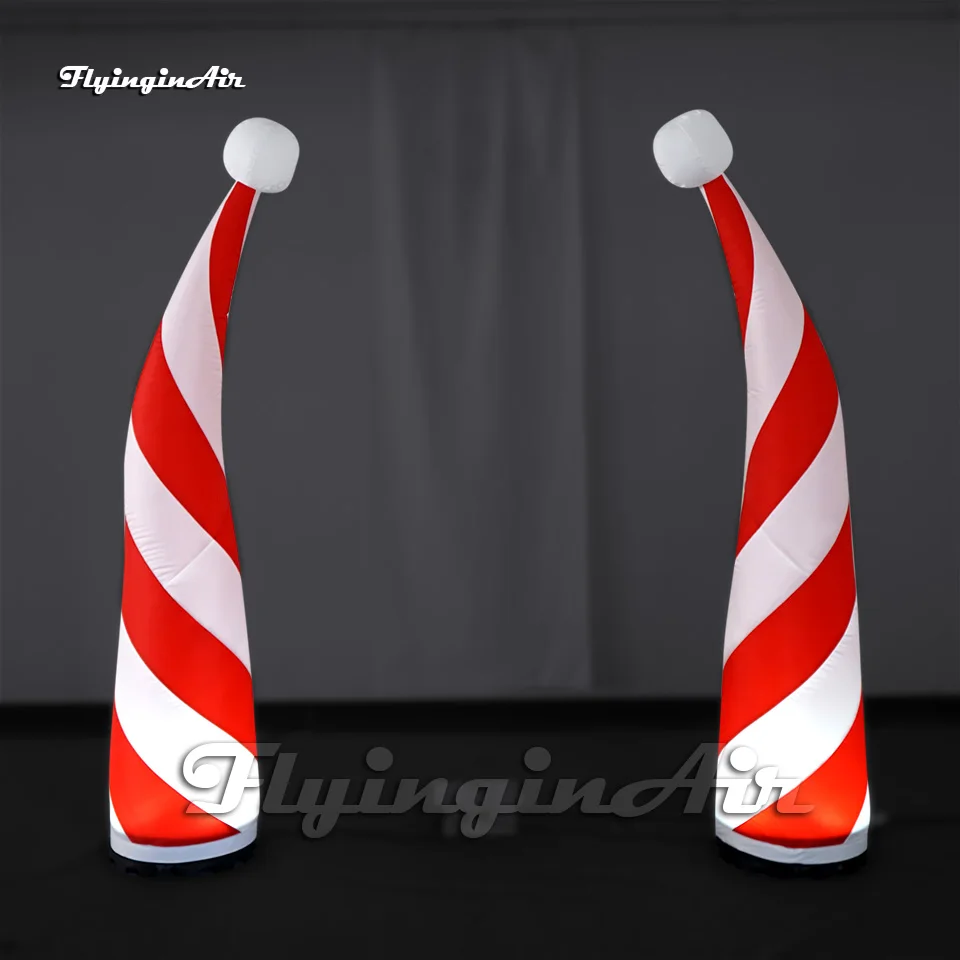 

3m Outdoor Christmas Entrance Gate Decoration Artistic Red Inflatable Christmas Hat With LED Light