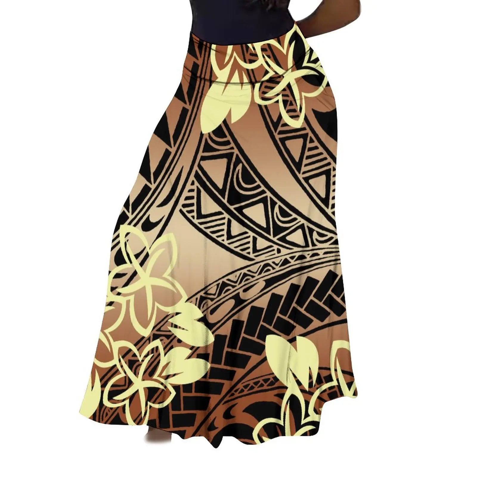 2024 New Women'S High-Waisted Design Skirt Polynesian Retro Tribal Ethnic Style Pattern Printed Summer High Quality Fabric Skirt