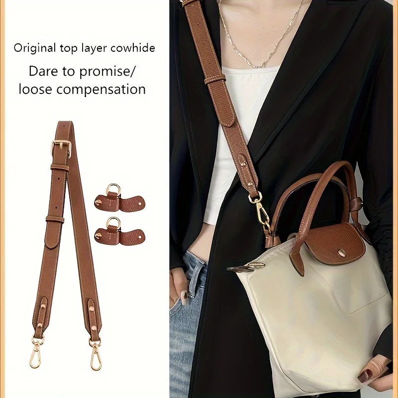 Adjustable Genuine Leather Shoulder Strap For 86-103cm/33.86-40.55 Inches, Crossbody Bag Straps With - Inclu