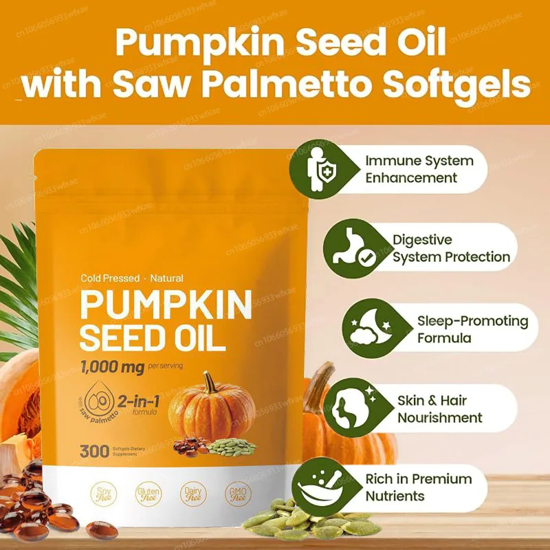 

Pumpkin Seed Oil Capsule with Saw Palmetto Support Prostate and Urinary Tract Health Hair Growth&Skin Care Prevent Hair Loss
