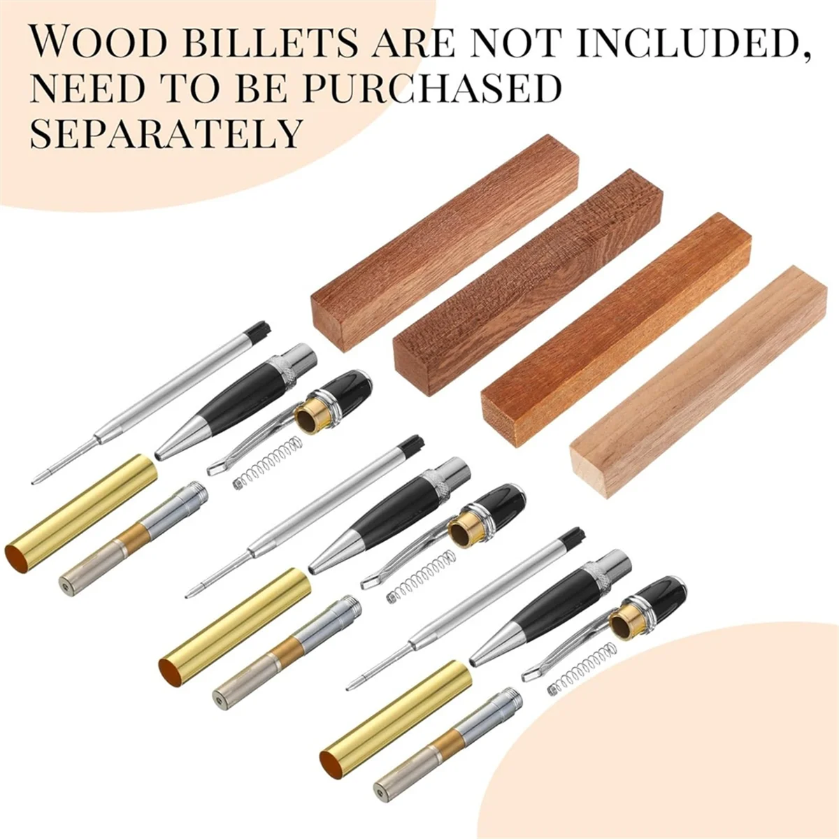 AA98 12-Pack Wooden Pen Set, Rotating Ballpoint Pen Set with Replacement Copper Turntable, DIY Classroom Supplies B