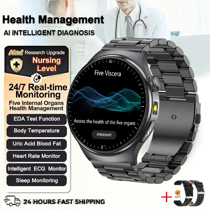 2026 New Upgraded Health Monitoring Uric Acid Blood Pressure Blood Oxygen Heart Health Check Smart Watch ECG smart watches Man image 3