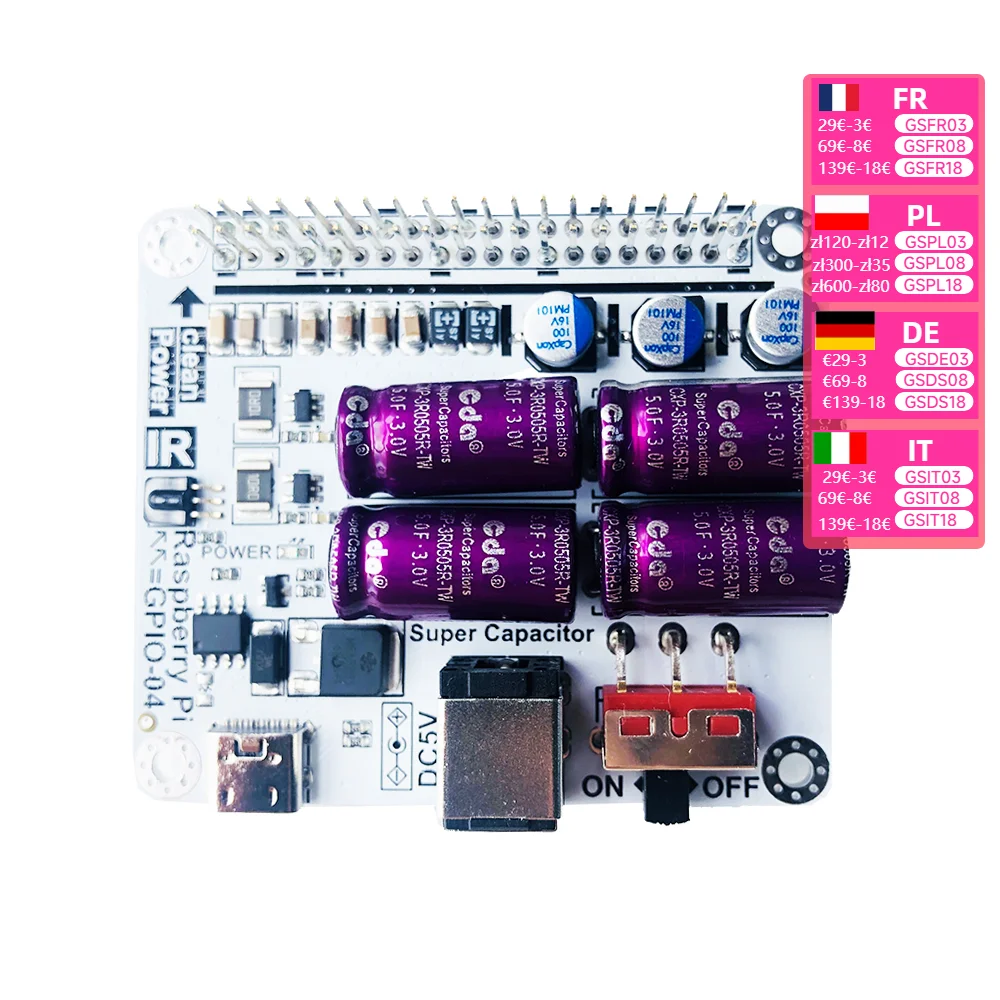 Nvarcher Power Filter Module Super Capacitor  Board Moode Volumio For Raspberry HIFI Expansion Moudle