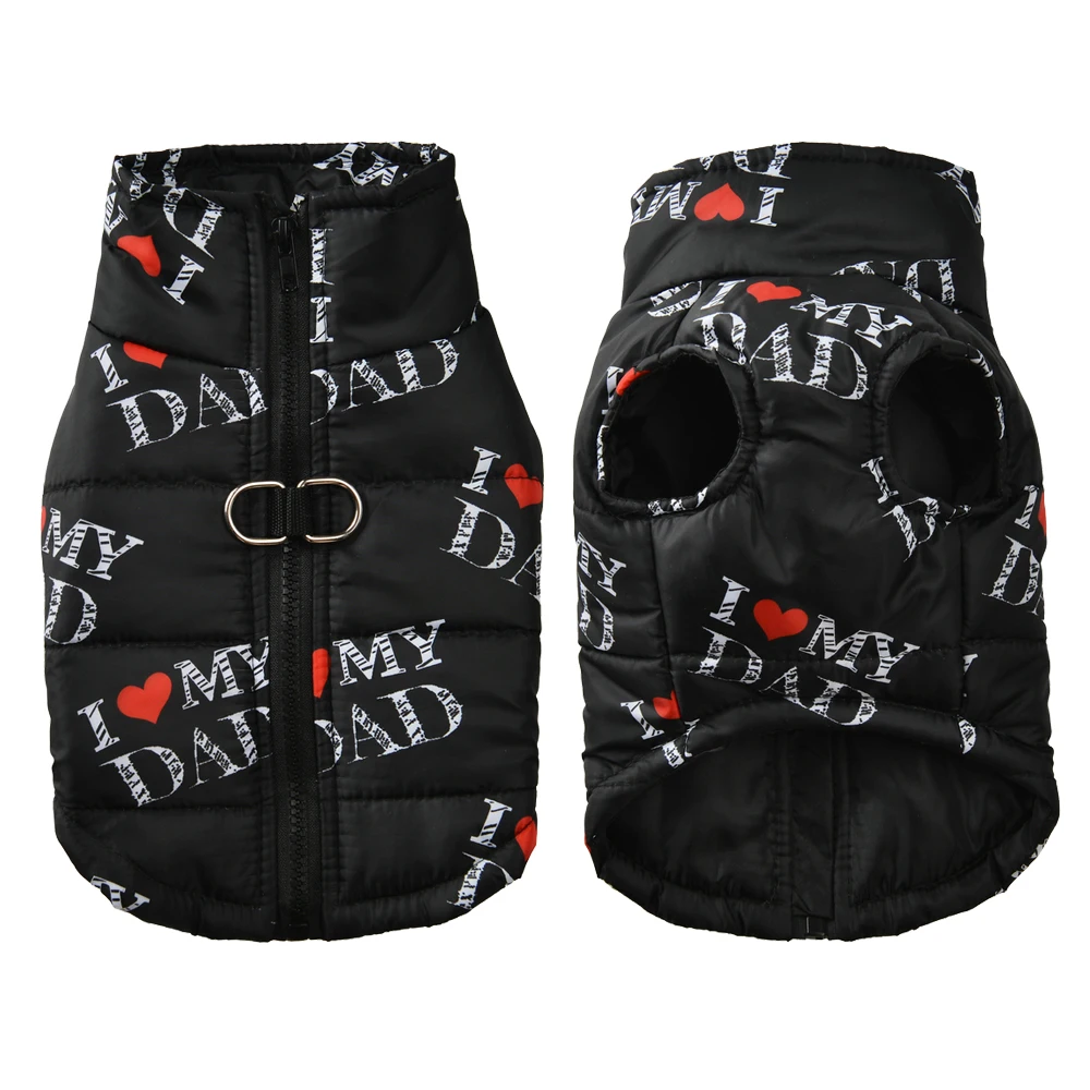 Warmer Hundemantel für den Winter, Welpenjacke mit niedlichem Aufdruck und D-Ring, wasserdichter Haustier-Reißverschluss, Outfits für kleine, mittelgroße Hunde, Katzen, Chihuahua