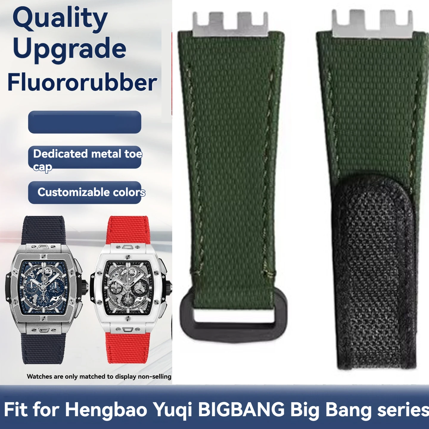 Customized FKM Rubber Bracelet for Hublot Big Bang Quick Release Steel End Linker Fluororubber Watch Strap 411 441 614 Watchband