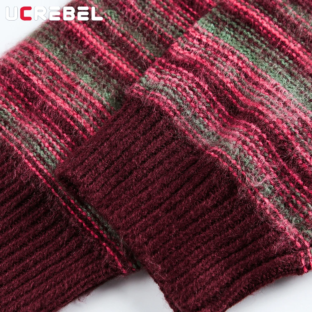 Maglione a righe con pannelli a contrasto Uomo Autunno Inverno High Street Girocollo ampio Manica lunga Pullover lavorato a maglia Uomo