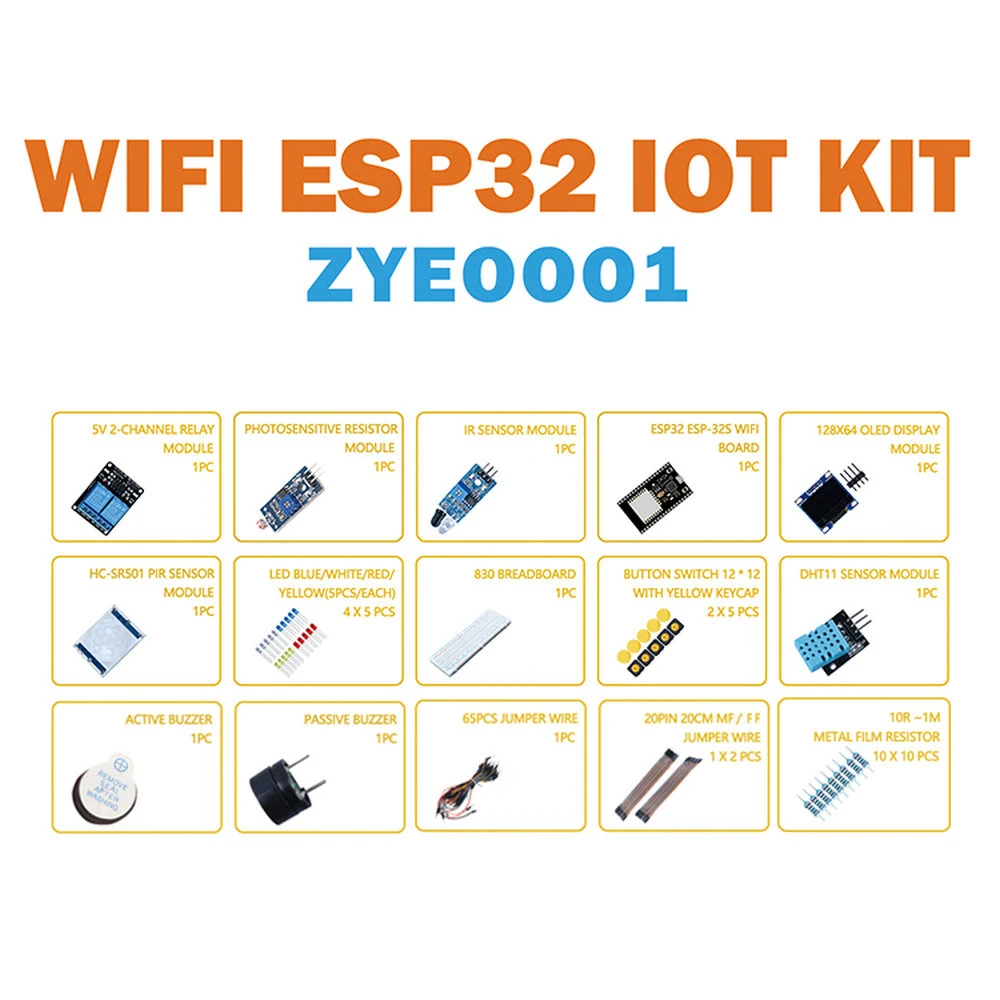 ESP32 ESP-32S WIFI Development Board Relay DHT11 Sensor 830 Breadboard Passive Buzzer for Arduino Novice Starter Kit 177PCS