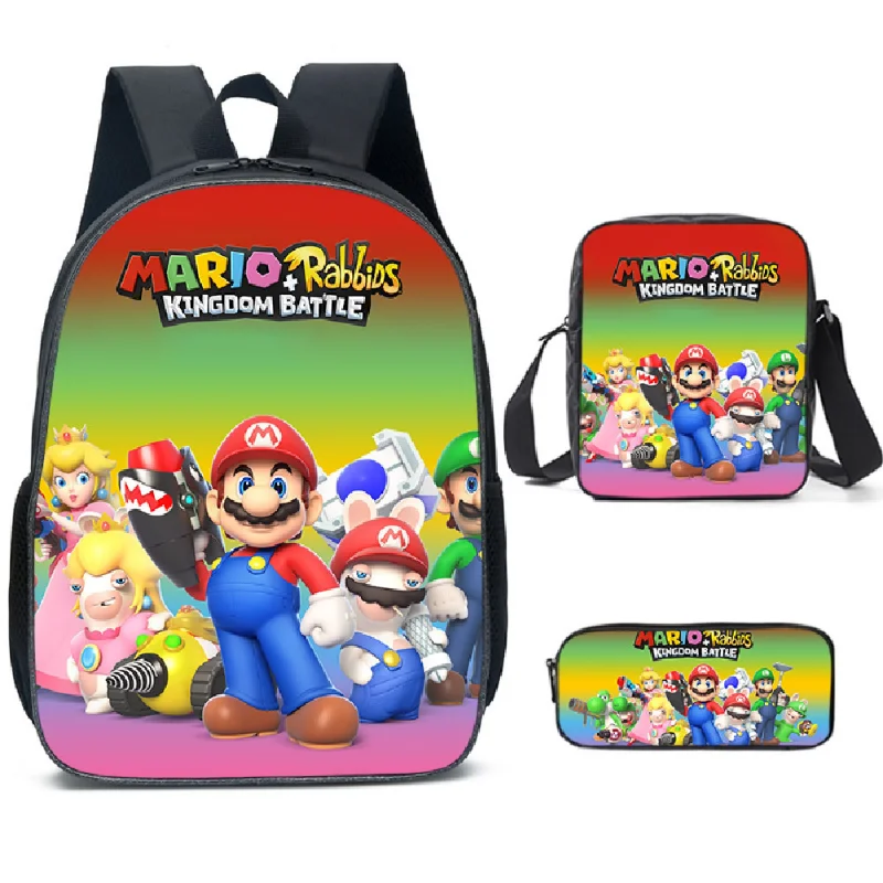 Super Marios Bros Children\'s Backpack Anime Figure Luigi Yoshi Cosplay Schoolbag Boys and Girls Lightening Zipper Backpack Gift