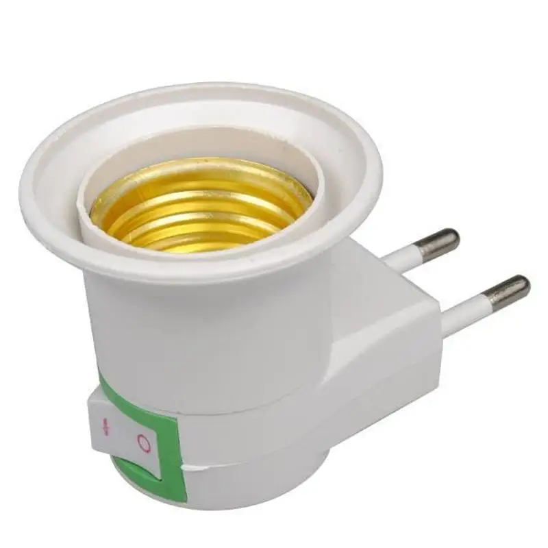 5pcs Light Bulb Socket To Eu Plug Adapter/power on-off Control Switch