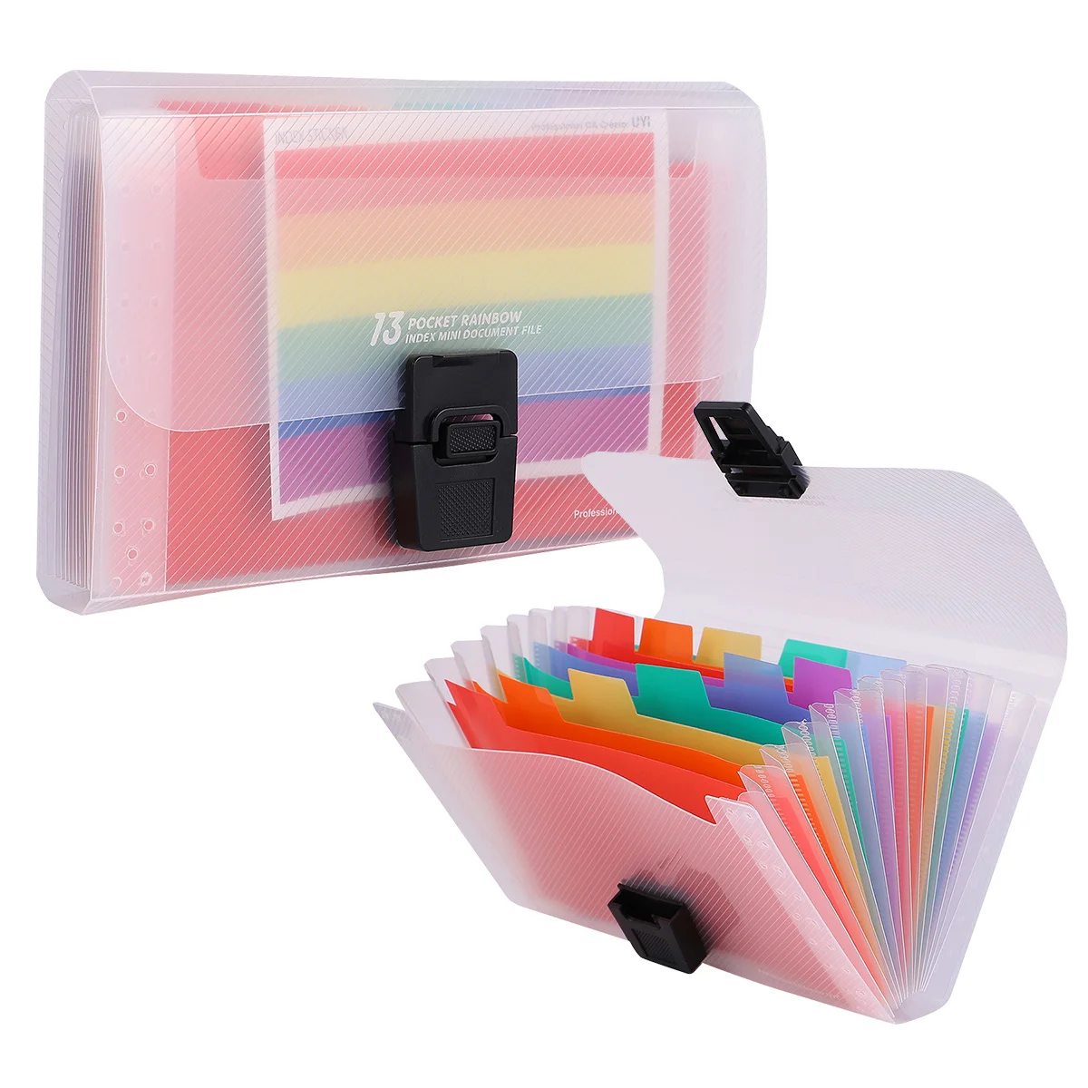 2Pcs Multilayer Folder Bag 13 Pockets Bright Color Design Document Storage for Professional Occasions Folder Bag