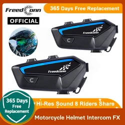 Freedconn-FX Motocicleta Intercom Capacete, FM Interphone Speaker, Bluetooth 5.0 Headset, 10 pilotos, 1000m, pode emparelhar outras marcas Música